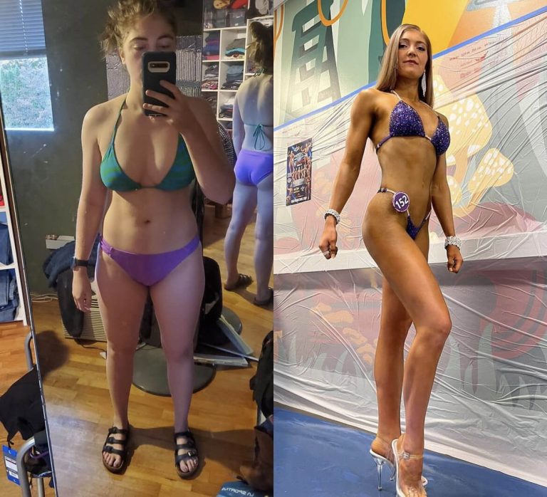 Client transformation before and after fitness journey, bodybuilder