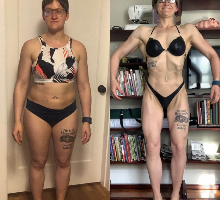 Client transformation before and after fitness journey